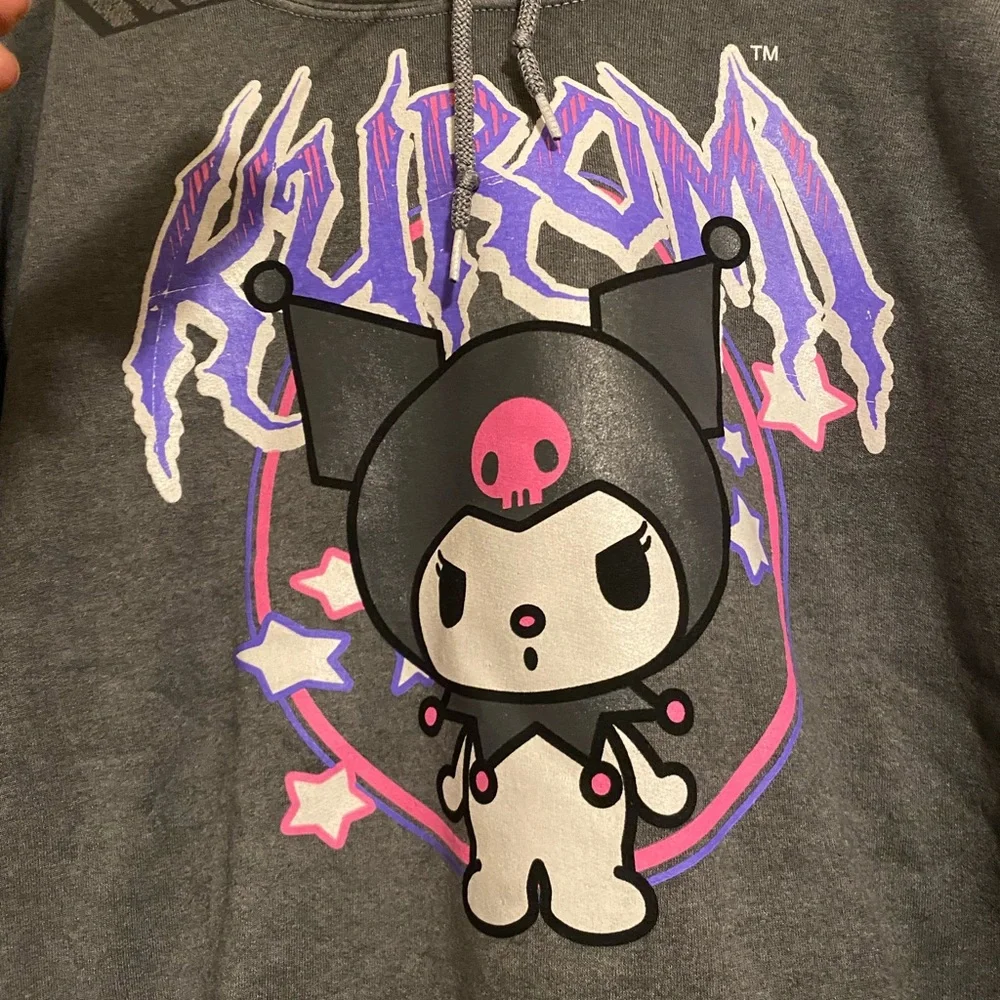 Sale!! Sanrio Kuromi Japan Japanese vtg wash Hoodie sz L - Picture 2 of 3